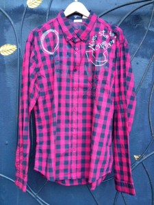 Desigual red plaid shirt. photo by angelvancouver.com red.plaid
