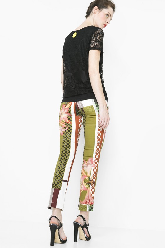 Back of Desigual ABRICA black T-shirt with lace designed by Christian Lacroix. $115.95. Spring-Summer 2016.