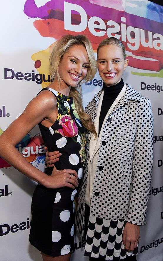 Supermodel Candice Swanepoel and Czech model Karolina Kurkova at Desigual's New York fashion show last month. Kurkova was voted best-dressed celebrity during New York Fashion Week. She was wearing the Desigual UNO blazer (above). photo by Desigual Candice-Swanepoel-and-Karolina-Kurkova-at-Desigual-photocall