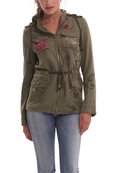 Desigual FLOR jacket in military green. $269. 
