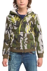 Desigual JUPITER hoodie sweatshirt for kids with camouflage pattern.