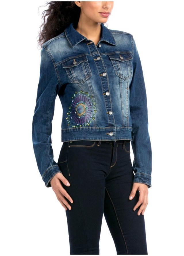 Desigual CHALE BOLUXE bolero-style jean jacket with embroidery. $165.95. Fall-Winter 2015