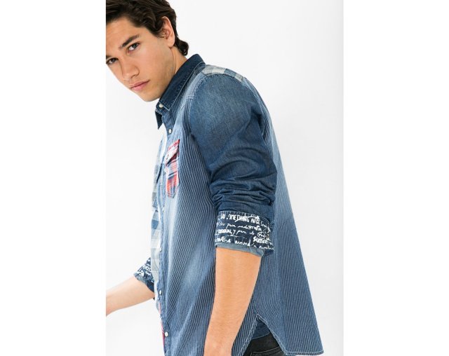 Desigual DANI shirt mixes denim with some cool blue plaids. Casual but smart. $136. Fall-Winter 2015