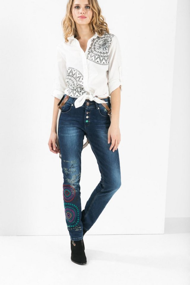 Desigual LURDES embroidered jeans. $175.95 Fall-Winter 2015