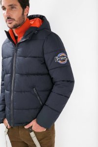 Desigual MIX men's winter jacket with hoodie removable knitted collar. Rain-resistant. Was $295.95. Now on sale for 35% off ($193).