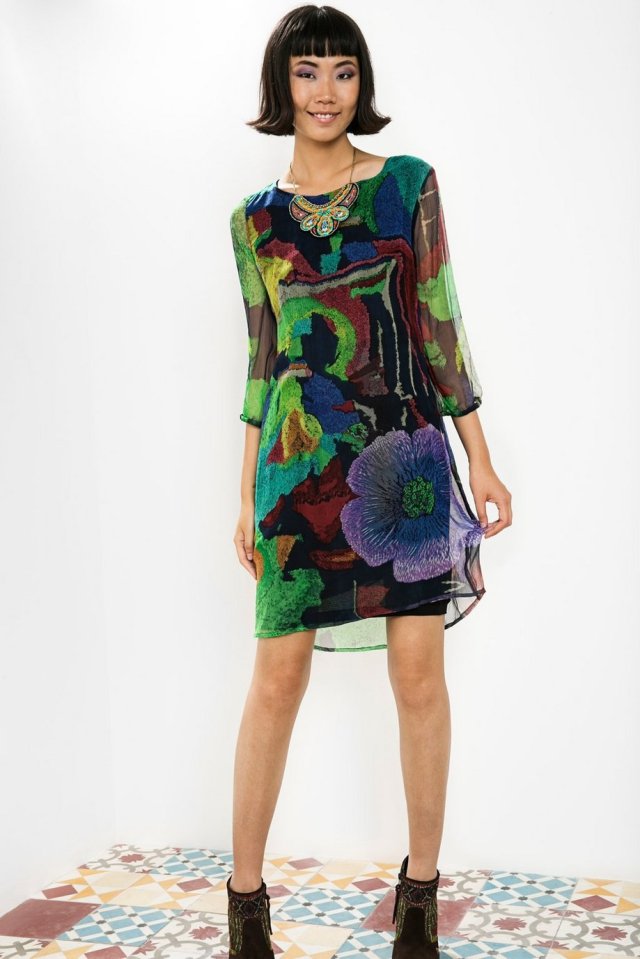 Desigual TEOM sheer dress by Christian Lacroix with beaded neckline. $219.95. Fall-Winter 2015.
