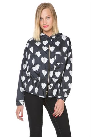 Desigual MYKONOS light raincoat with heart pattern. $155.95.