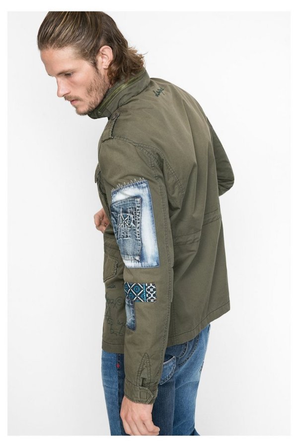 Desigual Raul military jacket with denim patches. $239.95. Spring-Summer 2016.