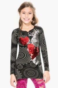Desigual QUEBEC tunic T-shirt with reversible sequins for girls. $69.95.