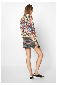 Desigual SUIZA jacket is reversible --it's blue on the other side. $255.95, now on sale for 10% off. Angel also has the skirt. desigual-suiza-jacket-back-ss2017-71e2wp9_1010