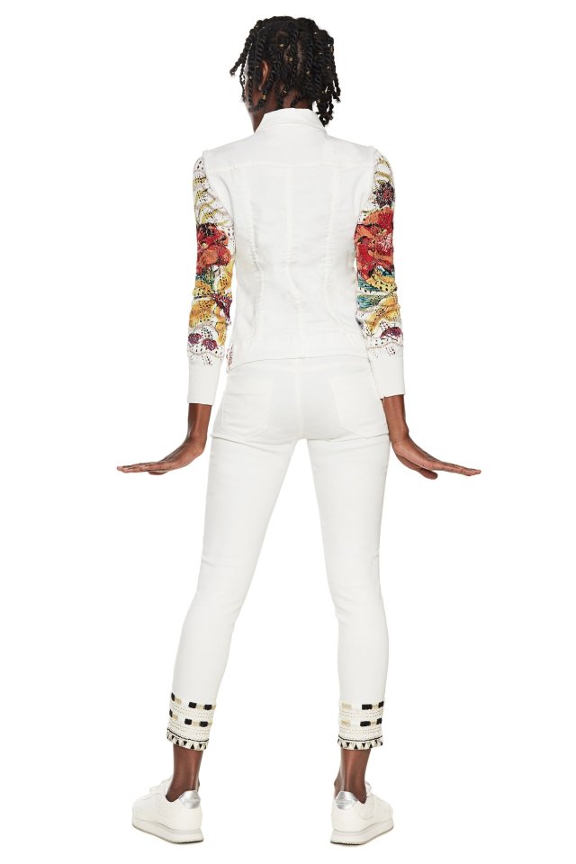 Desigual LA-LA FOR YOU exotic white denim jacket. $205.95. SS2018. New stock of this jacket arrived today - Angel has a full range of sizes.