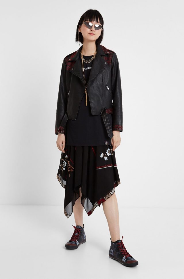 Desigual BEATING HEART biker jacket - it has a heart on back. $309.95. FW2019.