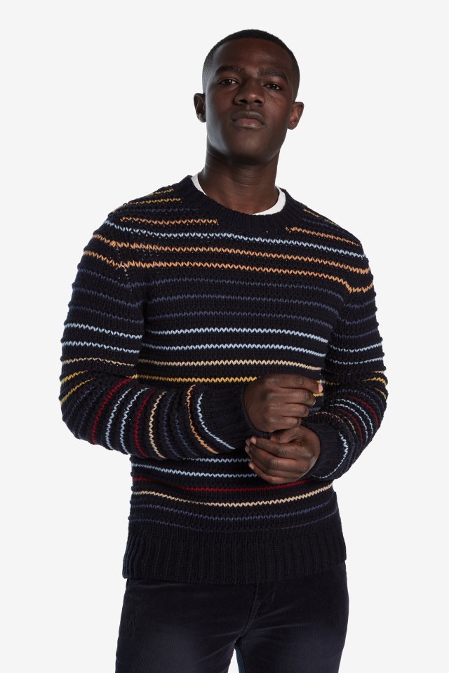 Desigual AARON striped sweater. $189.95. FW2019.