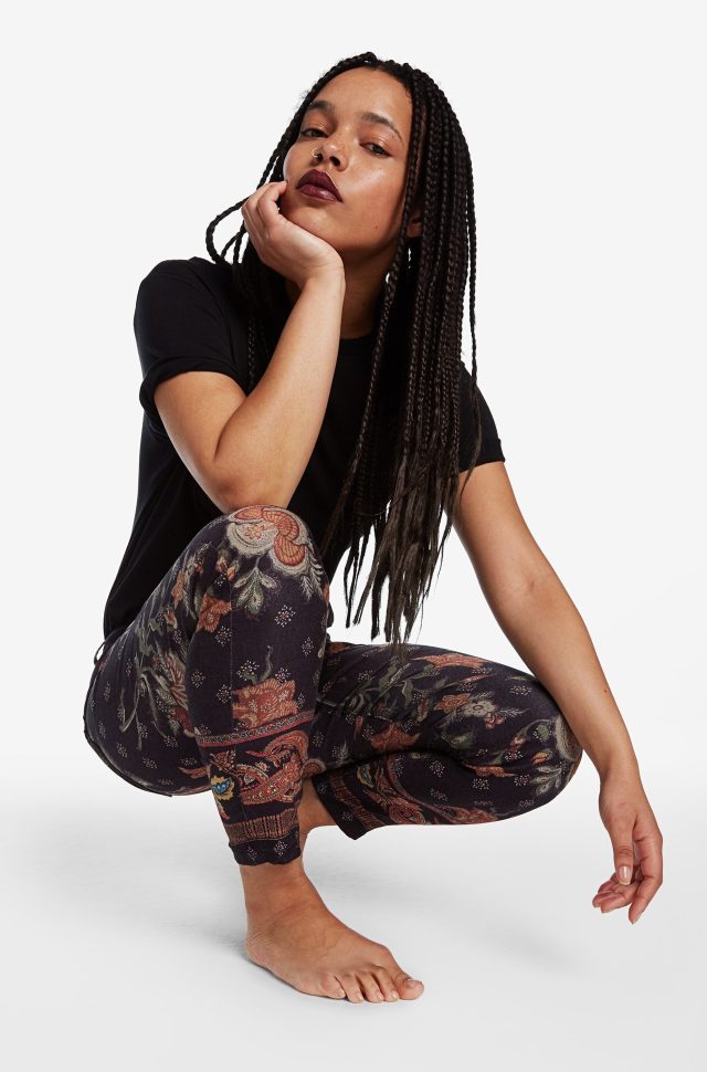 Desigual SPEKE black printed trousers Fall-Winter 2019 collection