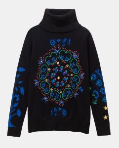 Desigual BARRIE sweater. $189.95. FW2019. A boho sweater with hearts forming a mandala.