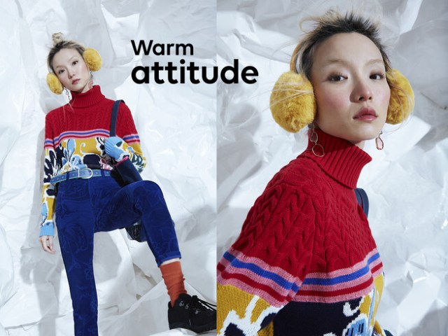 Desigual FLOWERS turtleneck sweater FW2019.
