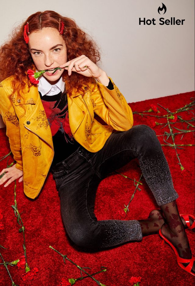Desigual floral moto jacket in yellow Summer 2020