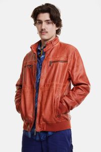  Desigual AMOS men's orange vegan leather jacket SS2020