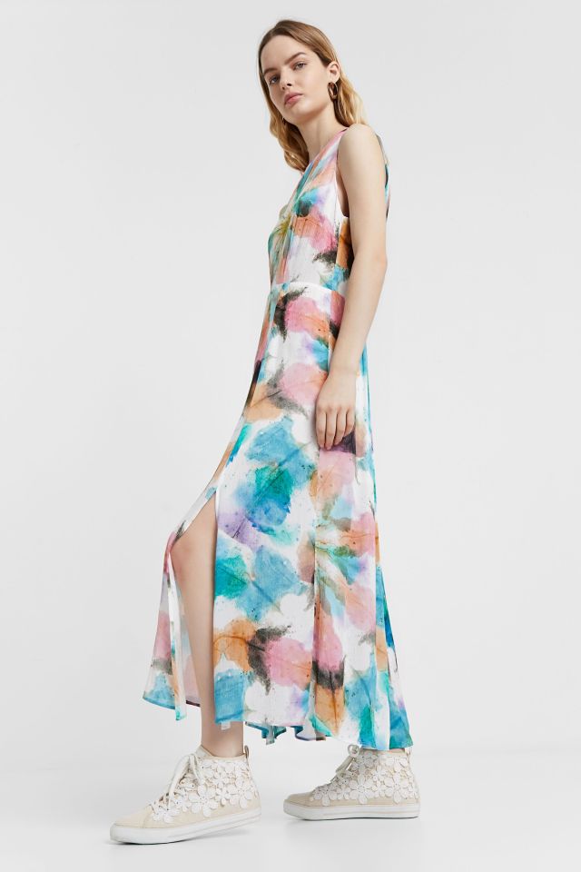 Desigual FRASER long sleeveless faded tie-dye dress SS2020