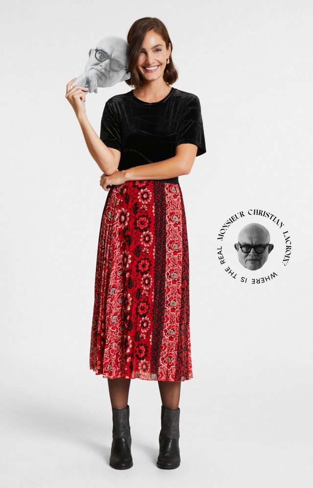 Desigual ROSAL pleated skirt by Lacroix. $189.95. FW2020.