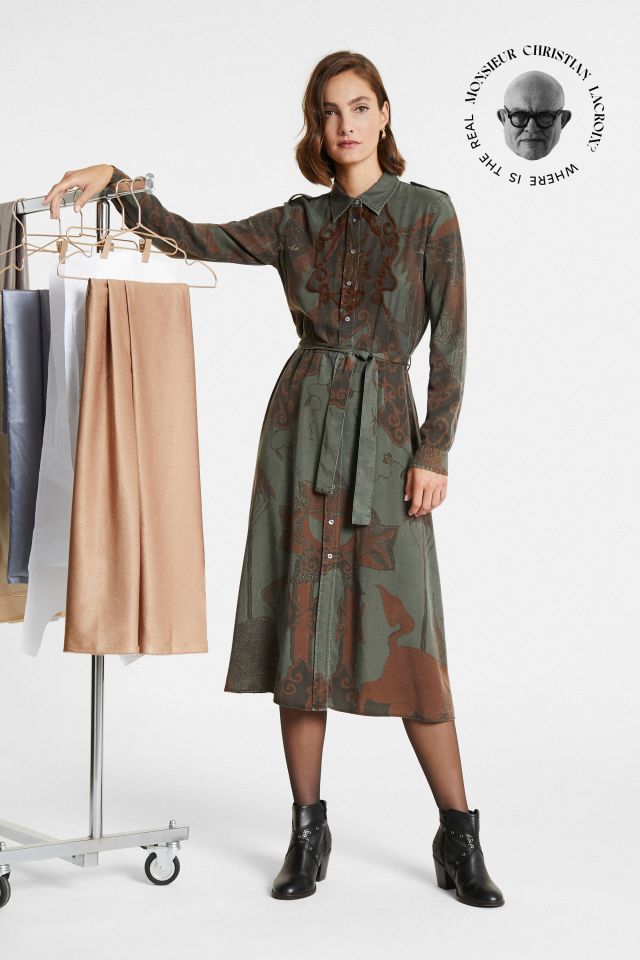 Desigual "Guardians" long tencel dress by Christian Lacroix. $235.95. FW2020.