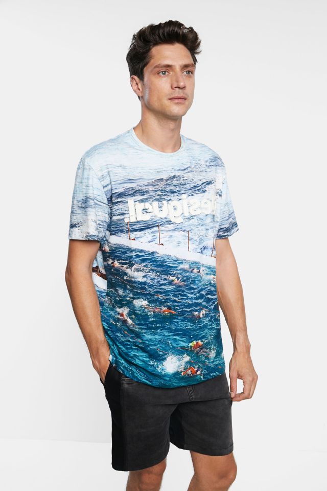Desigual T-shirt with photographic image of swimmers at Bondi Beach Australia