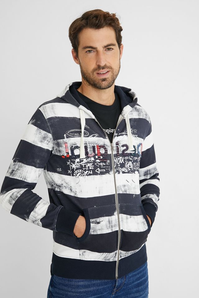 Desigual plush striped zip sweatshirt 2021