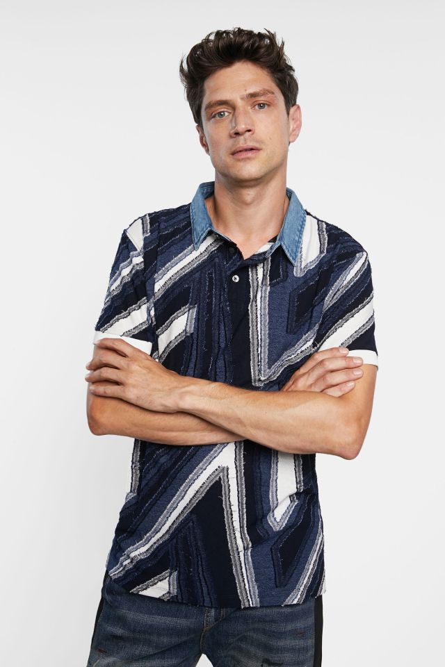 Desigual jacquard blue polo shirt 2021