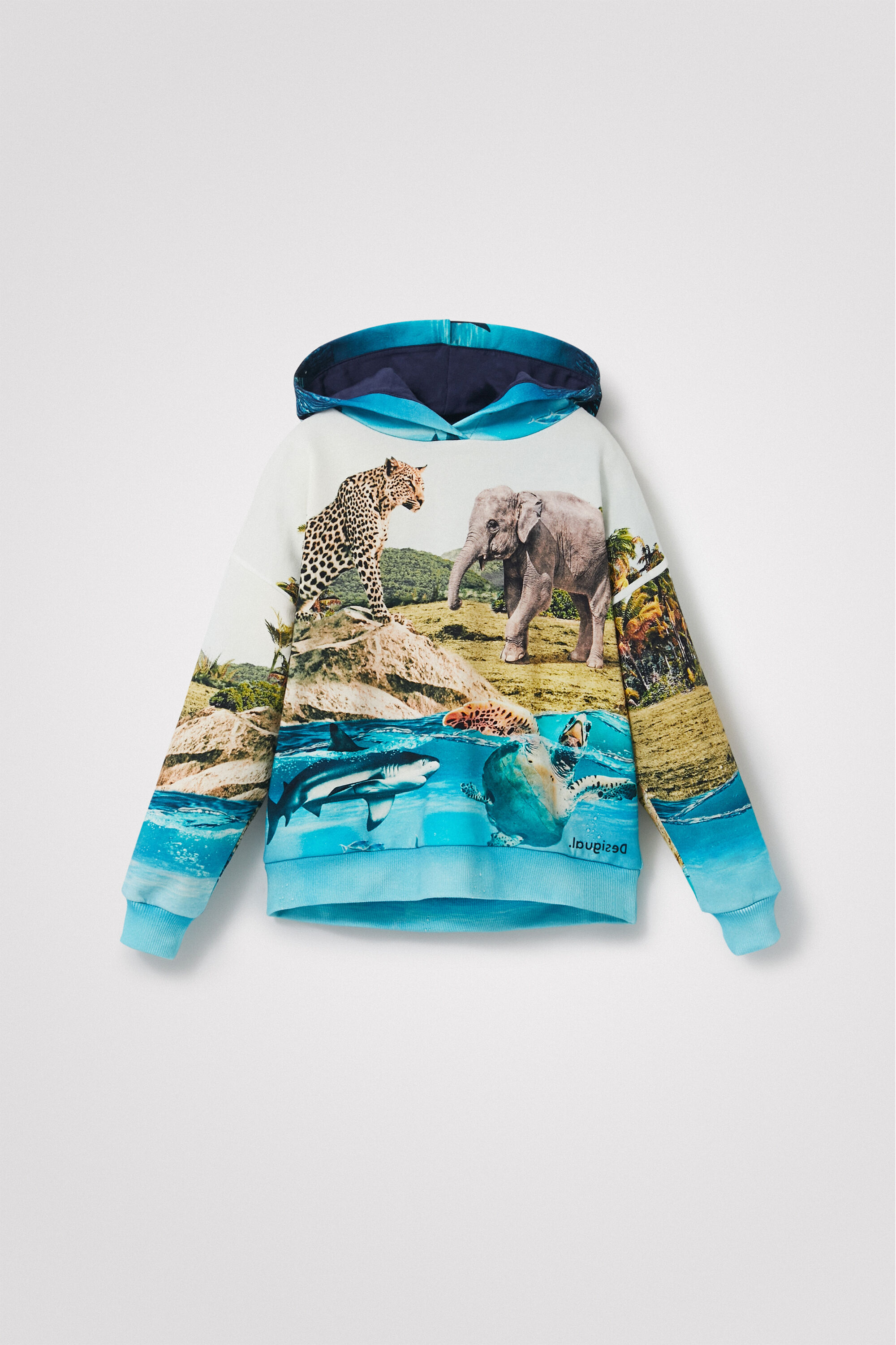 Desigual kids cotton hoodie sweatshirt with African animals