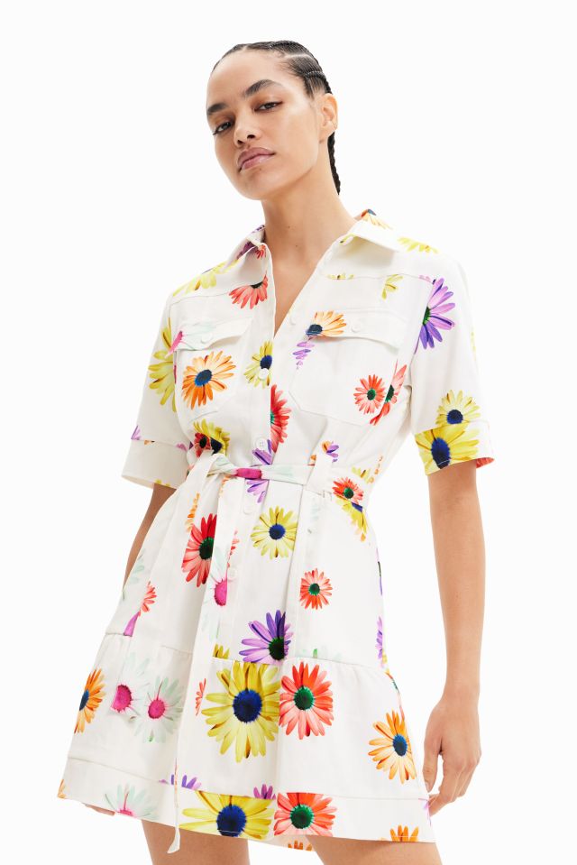Desigual BELGICA daisy print cotton shirtdress. $205.95. SS2023 collection.