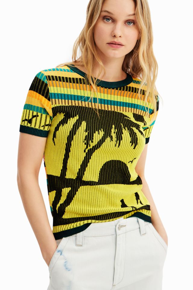 Desigual CAGLIARI rib-knit viscose landscape T-shirt. $149.95. SS2023.