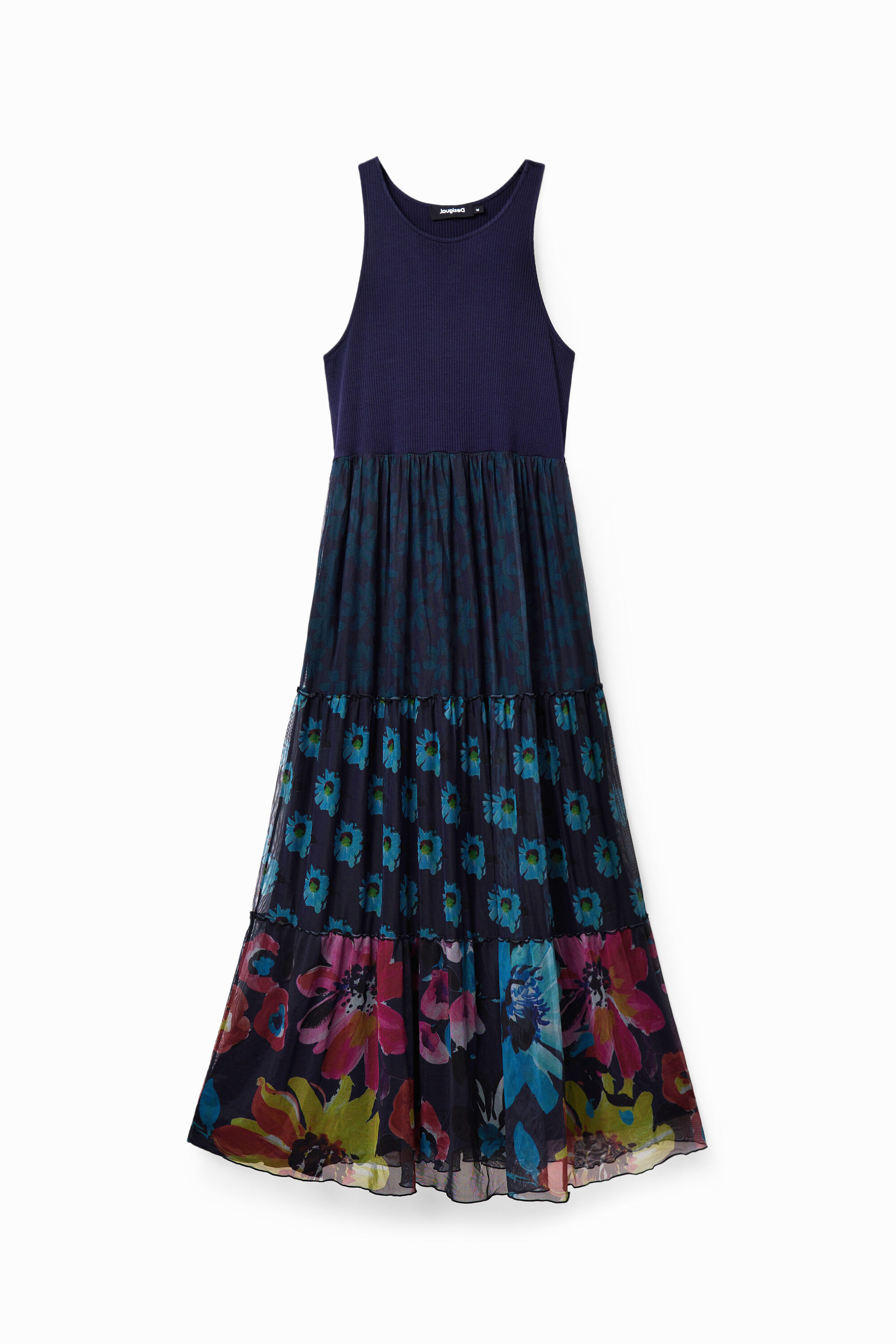 Desigual DUDAS maxi dress with tulle bottom Summer 2023 collection now at Angel in Vancouver Canada