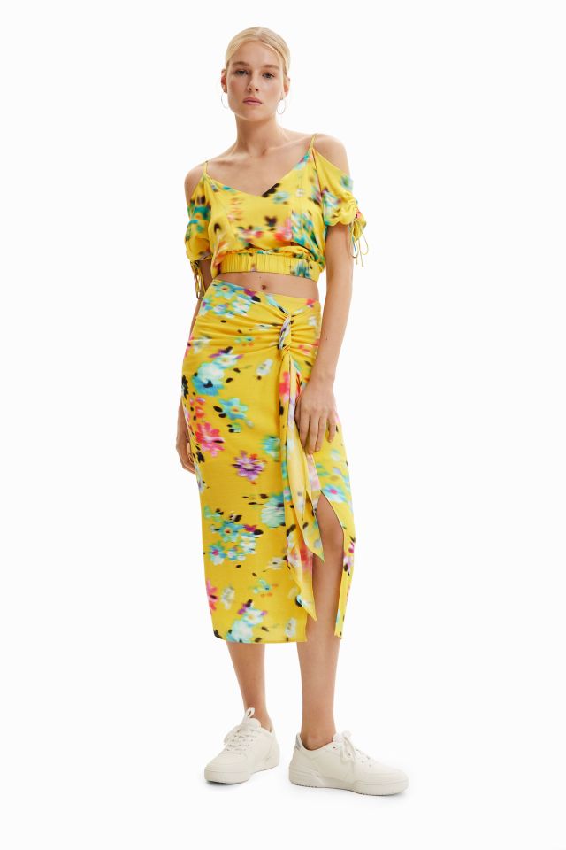 Desigual GARDEN midi slit skirt from Spring-Suymmer 2023 collection now at Angel in Vancouver Canada