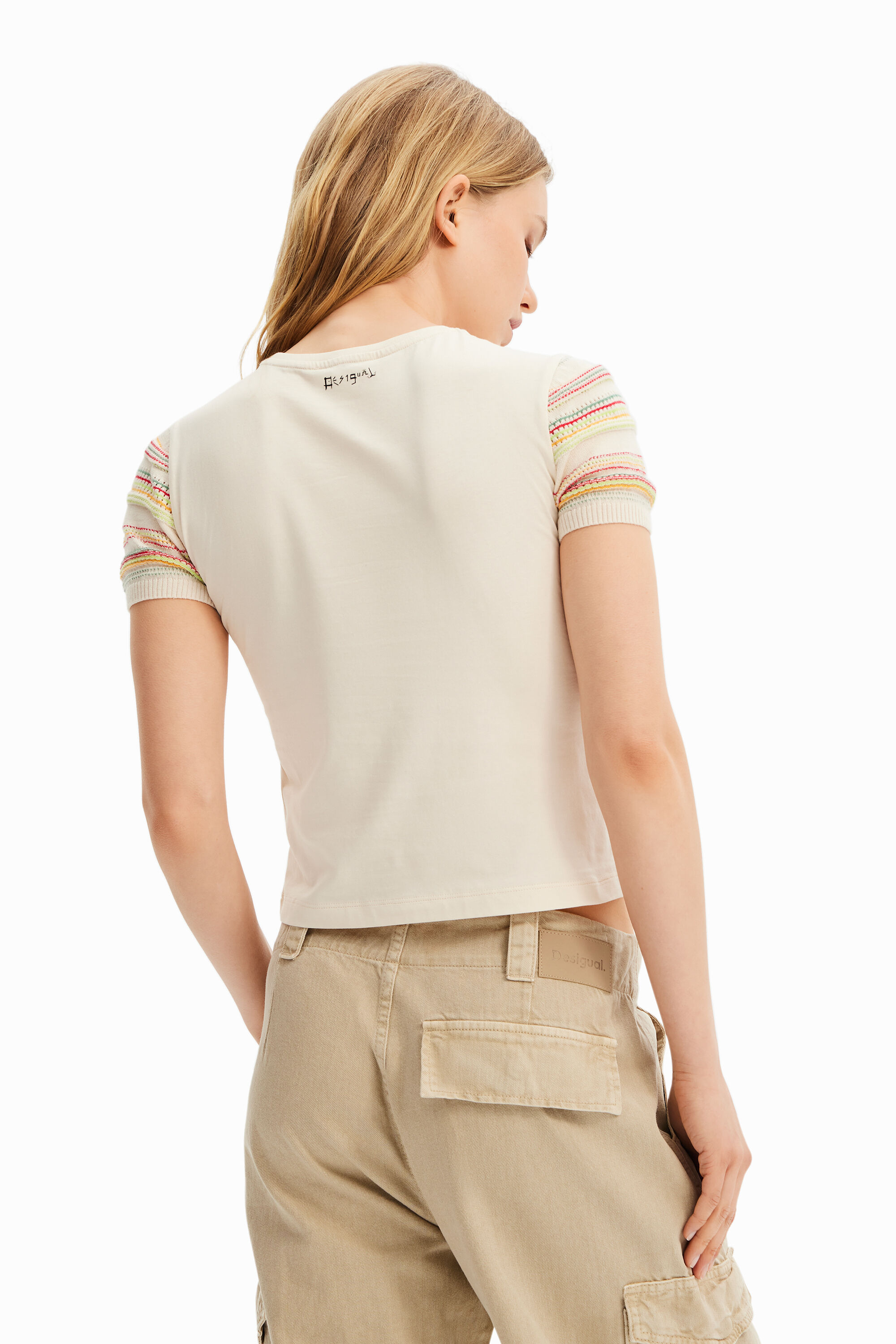 Desigual LAND white cotton T-shirt with illustration now at Angel in Vancouver Canada Spring-Summer 2023 collection