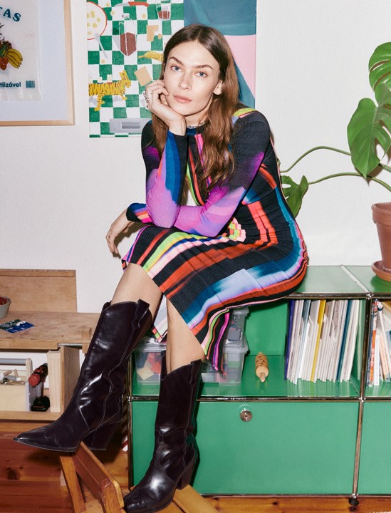 Desigual LIMA striped midi dress by Christian Lacroix now in stock at Angel in Vancouver Canada