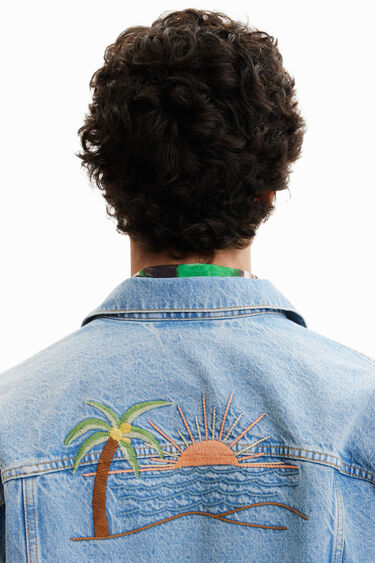 Desigual men's embroidered denim jacket Summer 2023 collection at Angel in Vancouver Canada
