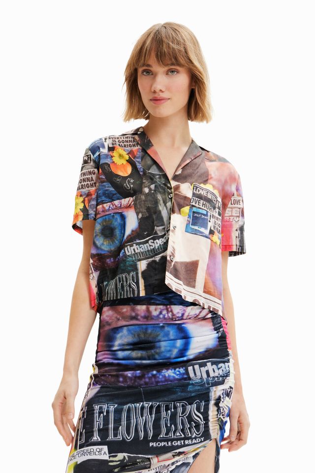 Desigual POSTERS resort shirt cotton made in Morroco now in stock at Angel in Vancouver Canada Spring-Summer 2023 collection