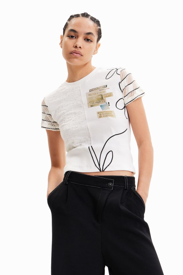 Desigual ROTERDAM textured cotton T-shirt.  $105.95. Spring-Summer 2023 collection.