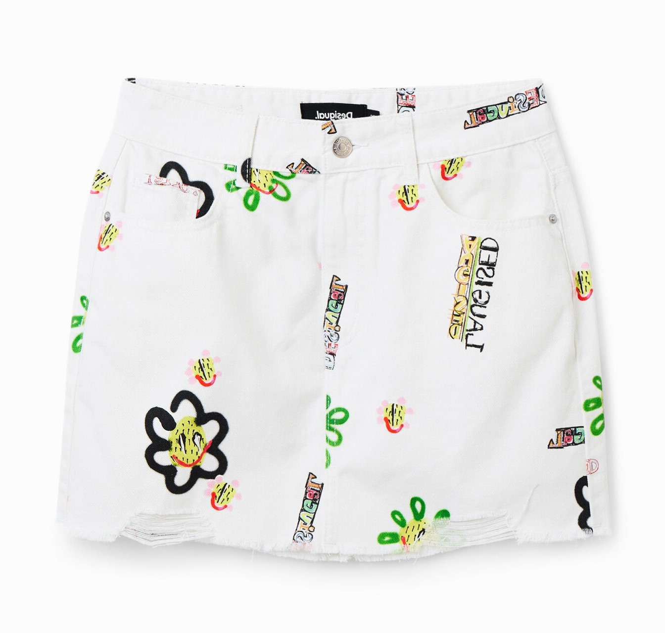 Desigual SENDA white cotton denim mini skirt has arrived at Angel in Vancouver Canada Spring-Summer 2023 collection