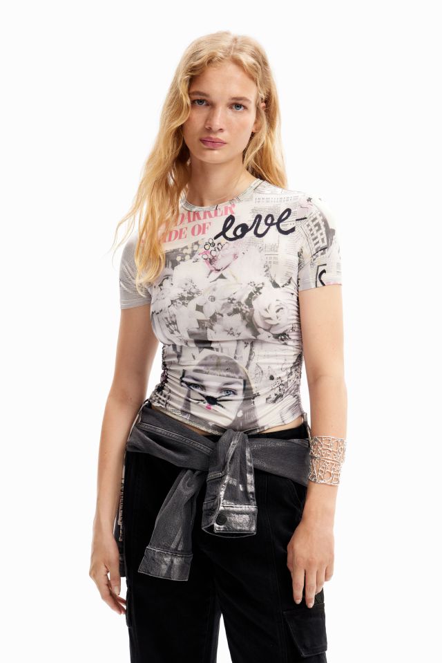 Desigual BOADORA slim T-shirt with adjustable gathering on the sides FW2023