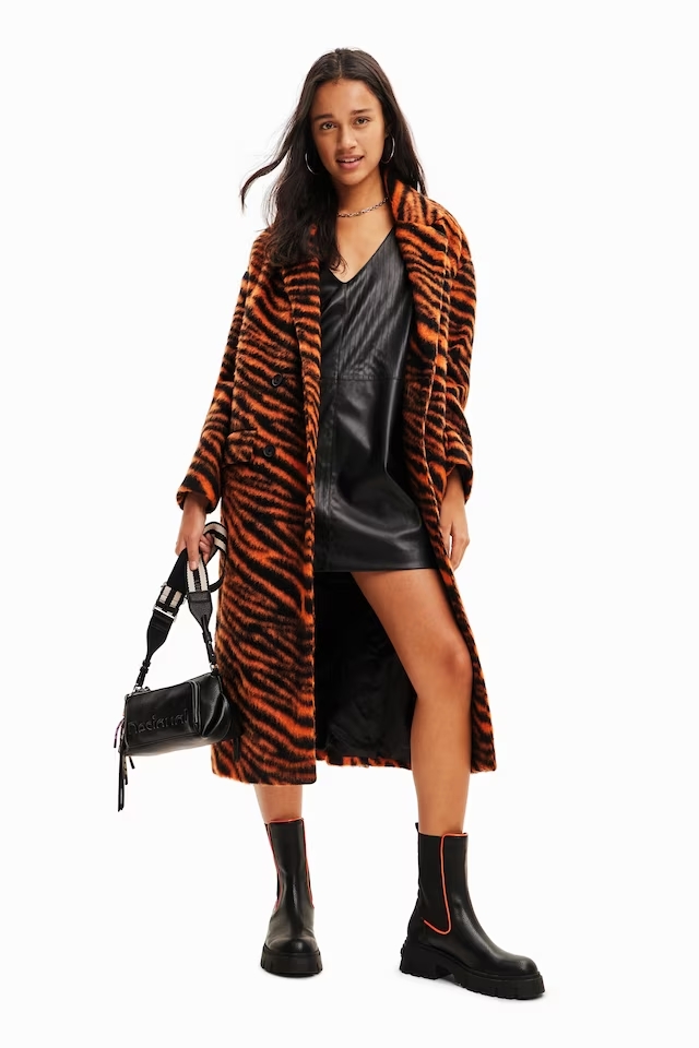Desigual ESMERALDS tiger print long coat Fall 2023 collection