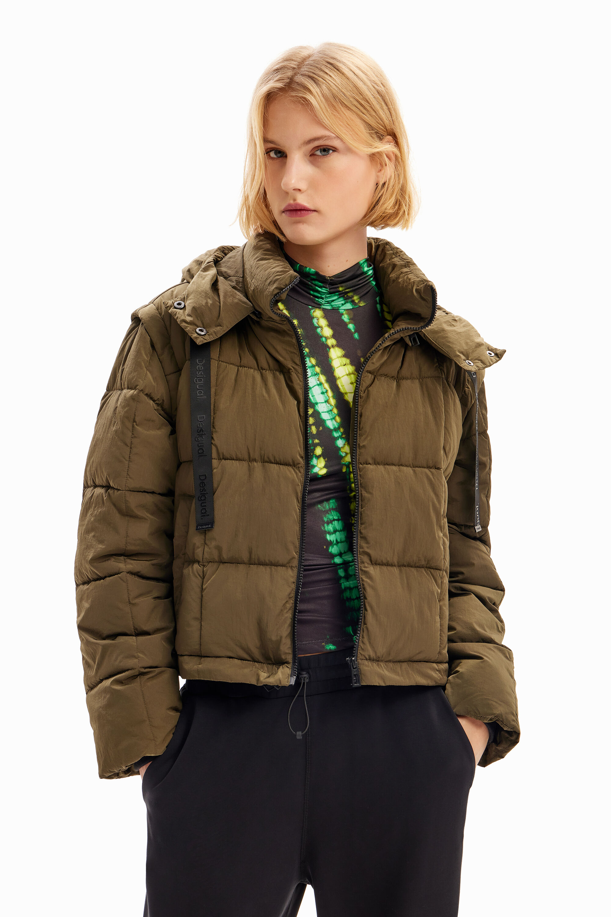 Desigual TETRIS detachable padded winter coat Fall 2023 collection