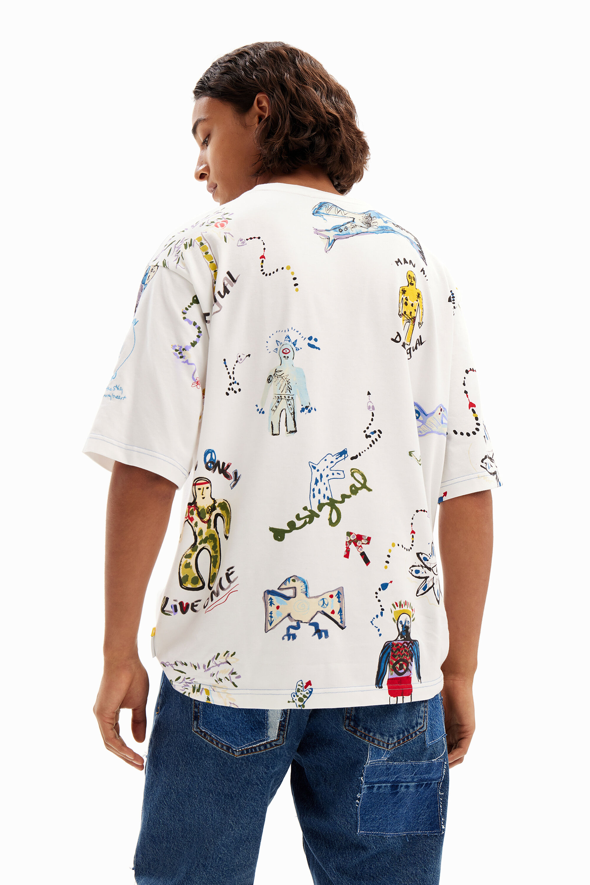 Desigual Jan white cotton embroidered T-shirt SS2024 collection