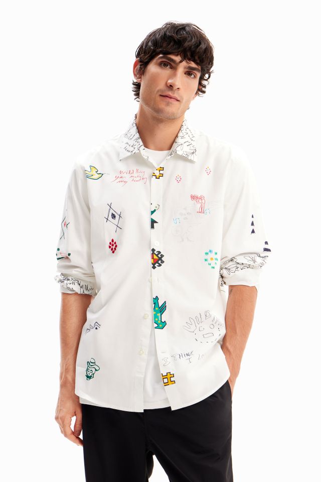 Desigual SANTI illustrated cotton shirt SS2024 collection