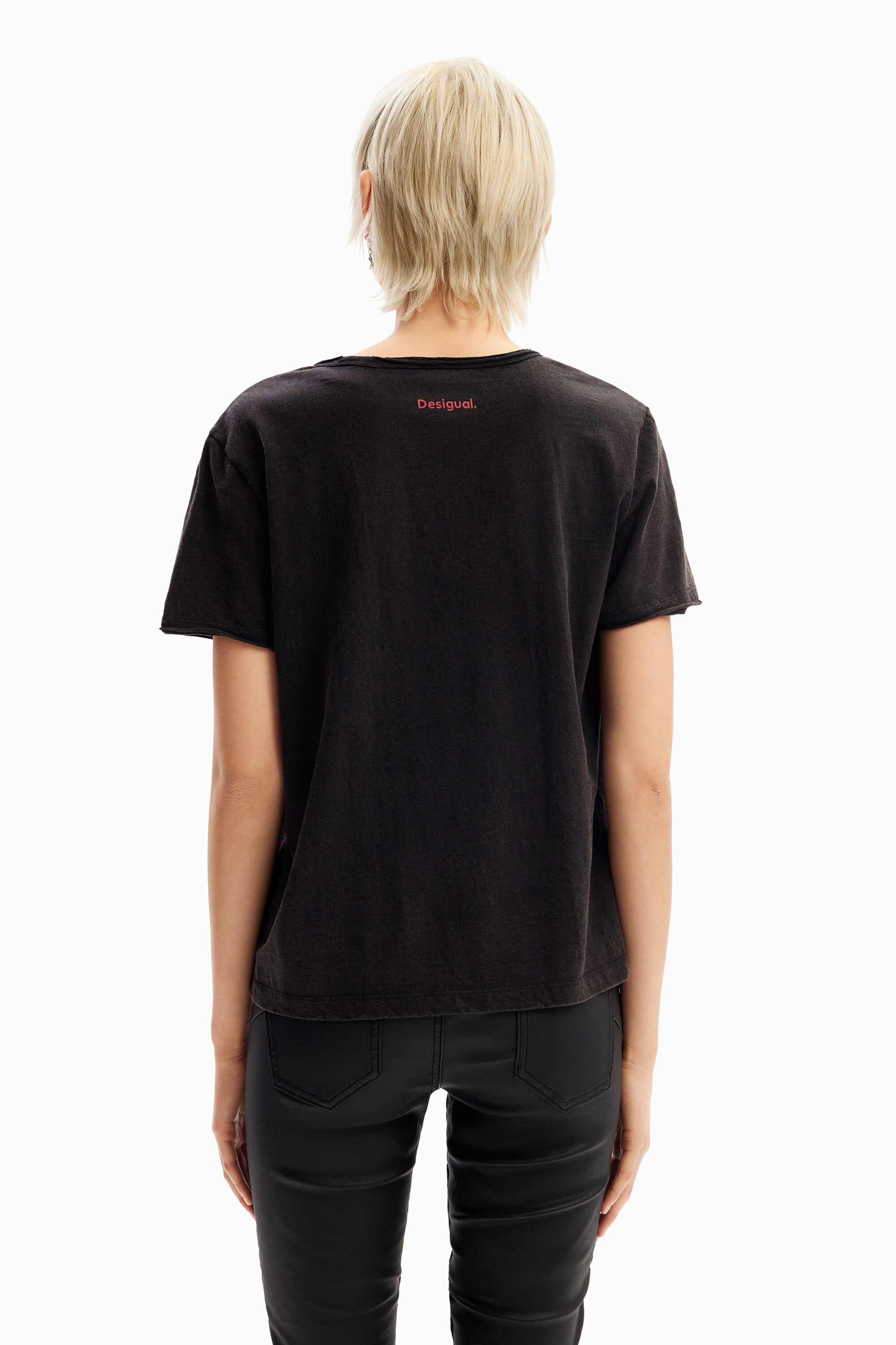 Desigual ROLLING STONES black cotton T-shirt with sequins SS2024