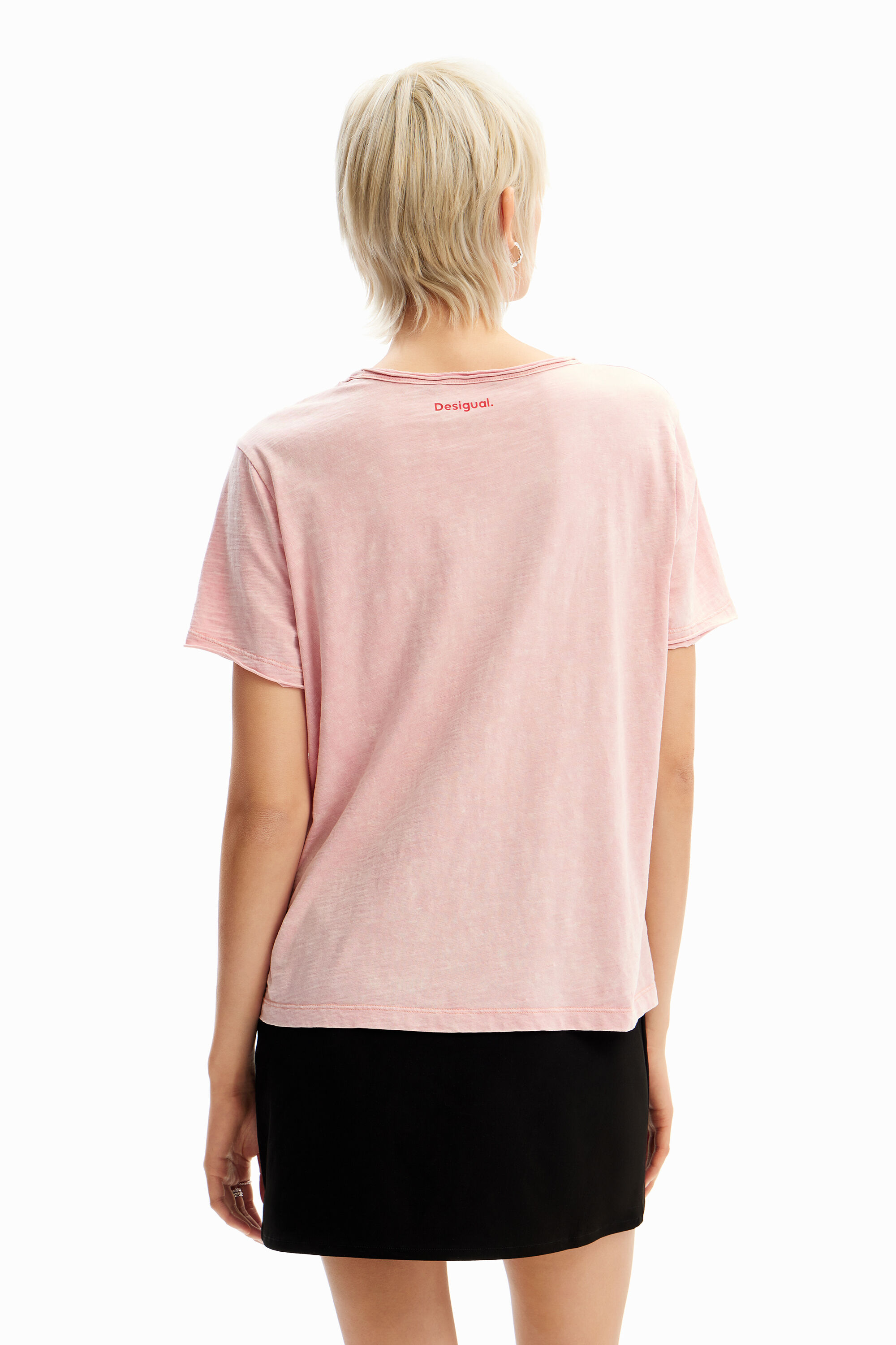 Desigual ROLLING STONES pink cotton T-shirt with sequins SS2024