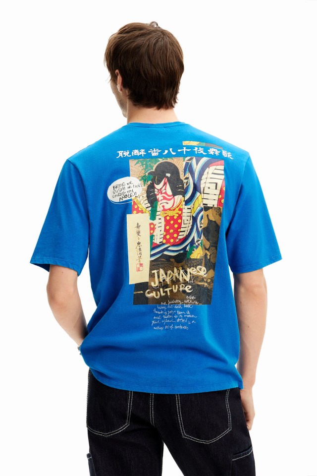 Desigual JAPAN CULTURE blue cotton T-shirt FW2024