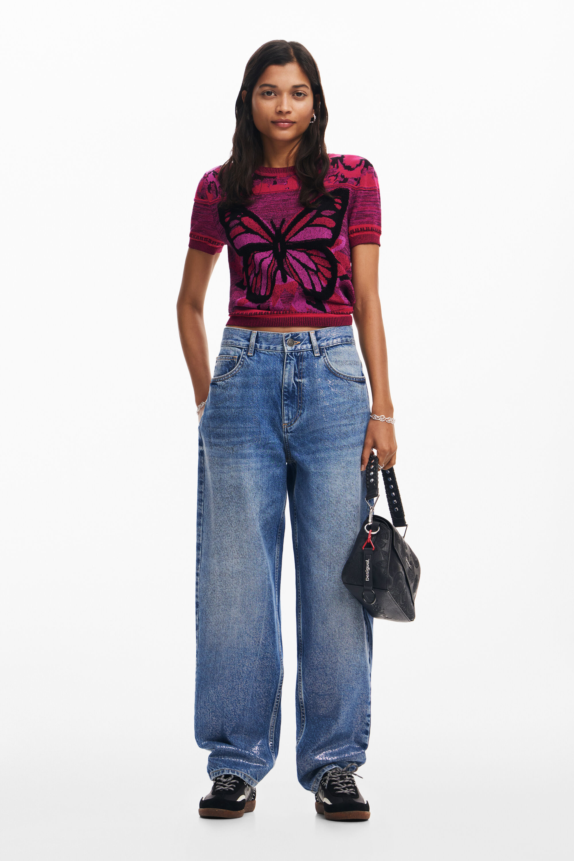 Desigual BUTTERFLY neon-pink T-shirt FW2024