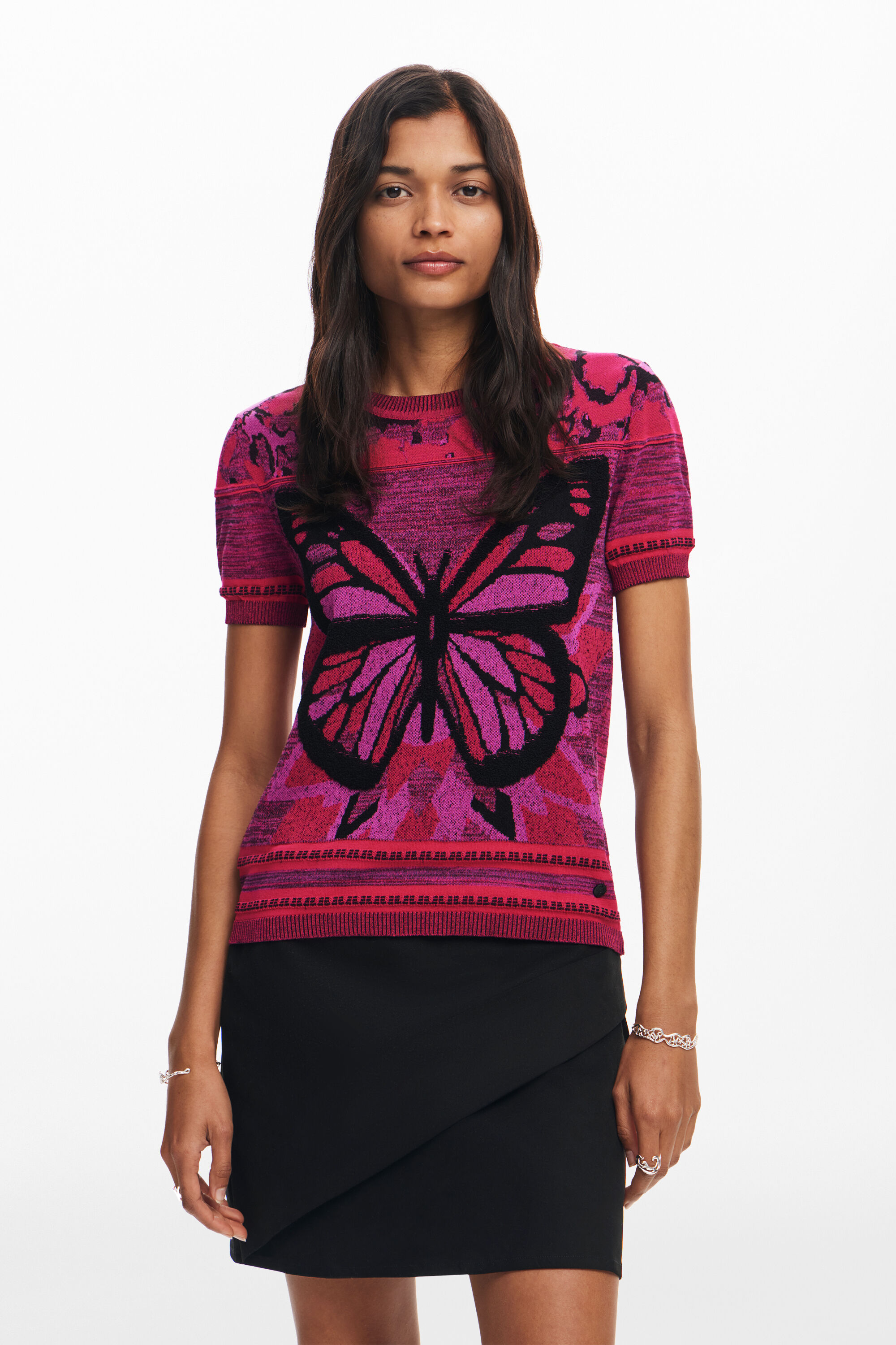 Desigual BUTTERFLY neon-pink T-shirt FW2024