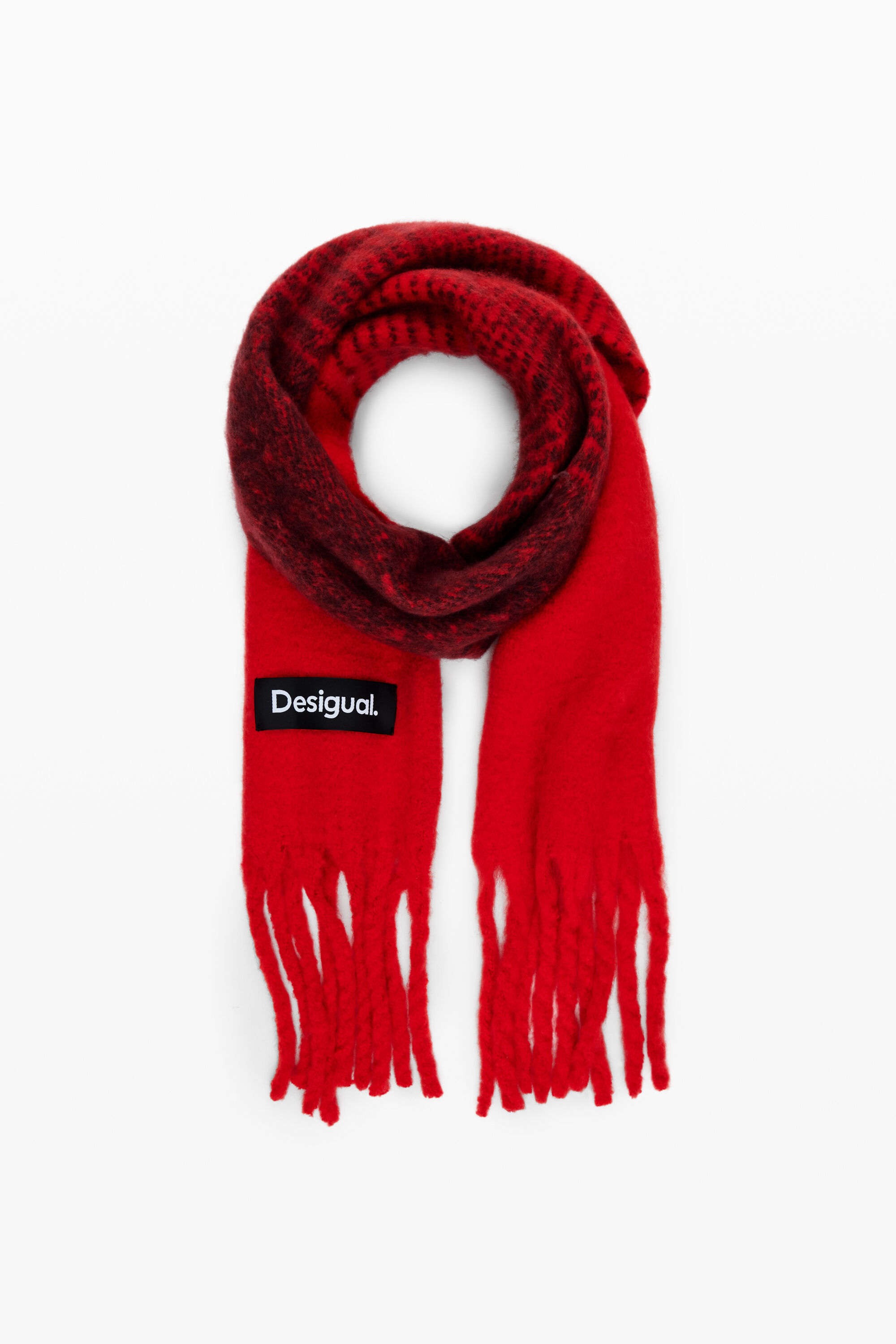 Desigual red fringe scarf AW2024